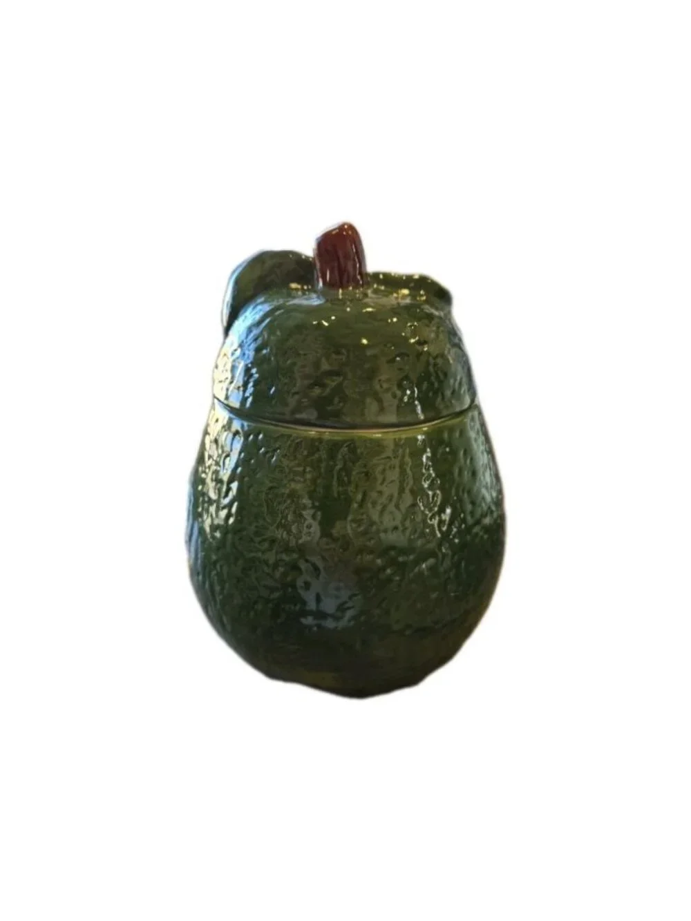 New Ceramic Smiling Avacado W/ Pit Sugar Jar Kawaii Kitchen Decor Container